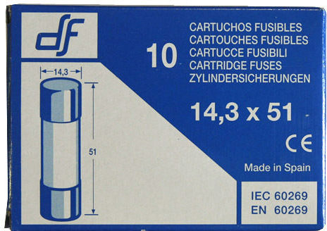 Adeleq Safety Cylindrical Porcelain Fast-Bow 14x51mm 20A (88-1208) 1pcs