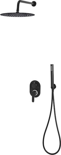 vidaXL Built-in Mixer, Hand Shower & Shower Head Set for Shower 2 Exits Inox Black
