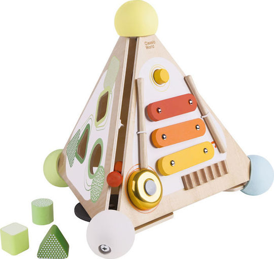 Classic World Shape Sorting Toy Multi-Activity Pyramid made of Wood with Music for 24++ Months