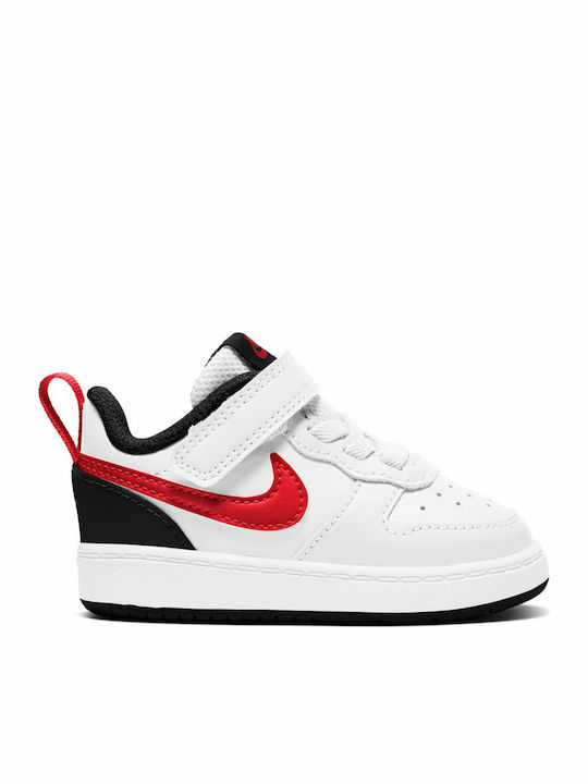Court Court Borough Low 2 Tdv Kids Sports Shoes Basketball with Hoop & Loop Closure White / University Red