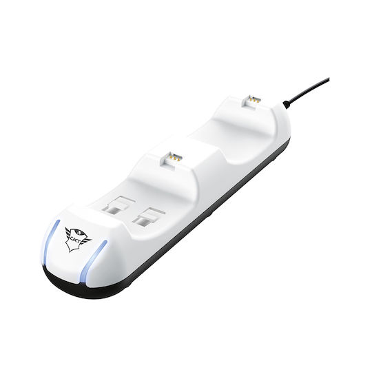 Trust GXT 251 Βάση Φόρτισης για 2 χειριστήρια PS5 με φωτισμό LED Λευκή 24173
