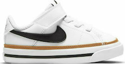 Nike Court Legacy Tdv Kids Sneakers with Laces & Strap White / Desert Ochre / Gum Light Brown / Black