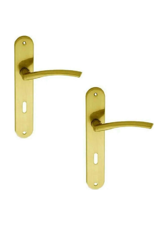 Import Hellas Lever Middle Door with Plate Z-021 Ζ-021 Pair (Center Distance 75mm) URL