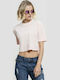 Bluze Damă Crop Top Catifea Mâneci Scurte Roz