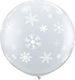 Balloon Latex Jumbo Round Transparent Snowflakes 100cm