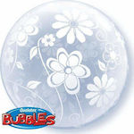 Balon Bubble Jumbo Rotund Transparent Floral Patterns 51buc