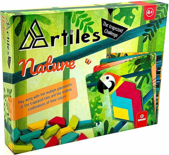 Svoora Svoora Building Blocks Composition of Shapes and 4 Cards Nature Wooden for 4+ Years 80 Pieces