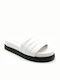 Leather Women's Flat Sandals Flatforms in White Color