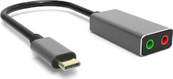 Powertech External USB-C 2.0 Sound Card Gray (PTH-045)