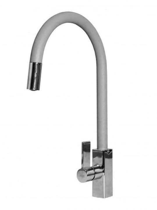 Elleci Rain Plus Μπαταρία Κουζίνας Πάγκου με Ντουζ Aluminium