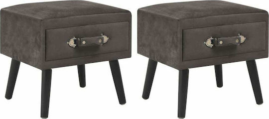 Bedside Tables with Fabric Cover 2pcs Γκρι 40x35x40cm