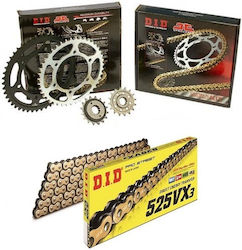 DID Kit lanț și pinion Auriu (16-43-525VX/GB) pentru Honda CB 600F Hornet 2007-2013