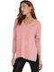 Only Women's Blouse Long Sleeve with V Neckline Pink
