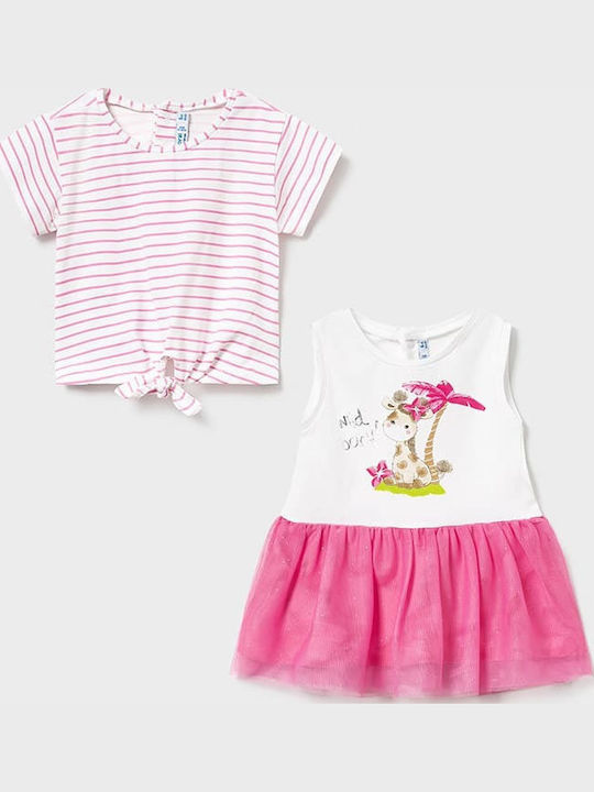 Kinderkleid Ärmellos Tüll Set mit Bluse Rosa