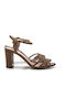 Mourtzi Leather Women's Sandals with Ankle Strap Tabac Brown