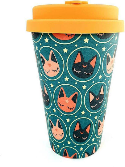 Spacecow Star Cats Mug Bamboo with Lid Multicolored 400ml