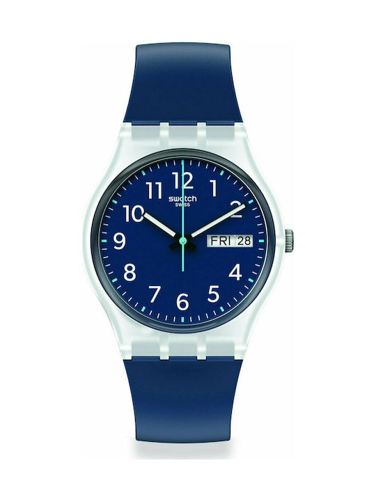 Swatch Ρολόι με Πλαστικό Λουράκι σε Μπλε χρώμα