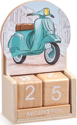 Christening Favor with Calendar Βέσπα made of Wood