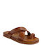 Fardoulis Leather Women's Flat Sandals Anatomic In Tabac Brown Colour