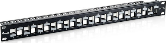 Equip Patch Panel Keystone για Rack 1U 19" 24 Θυρών cat6a Μαύρο
