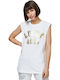 Military Women's Summer Cotton Sleeveless Top with V-Neck White