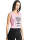 Γυναικείο Crop Top Βαμβακερό Αμάνικο Ροζ