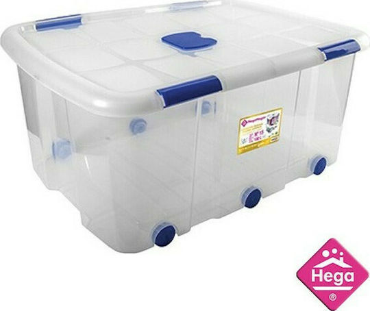 Hega Hogar Plastic Cutie de depozitare cu roti si capac Transparent 76.5x56.3x34.3cm 1buc