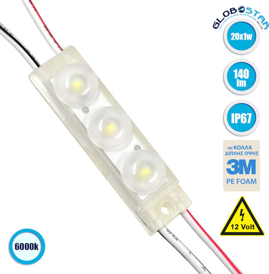 GloboStar LED Module 12V 1W Ψυχρό Λευκό 20τμχ 73709