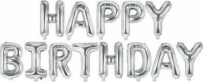 Set of 13 Balloons Foil Silver Birthday-Celebration Letters 40cm