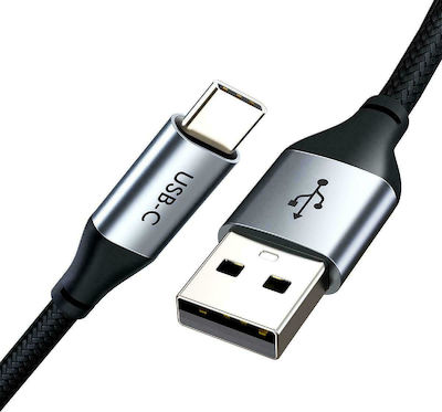 Cabletime C160 Braided USB 2.0 Cable USB-C male - USB-A male Black 1.8m