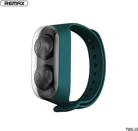 Remax TWS-15 In ear Bluetooth хендсфри Слушалки с Кутийка за Зареждане Зелен