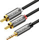 Cabletime Καλώδιο Ήχου 3.5mm male - RCA male Μαύρο 1.8m με Επίχρυσους Ακροδέκτες CT-AV314-P12G-SG1.8
