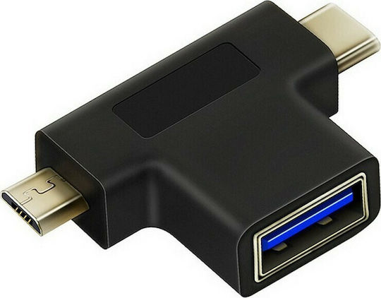Cabletime C160 Convertor USB-A feminin în USB-C / micro USB masculin 1buc