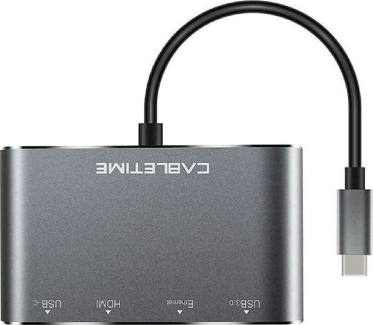 Cabletime C160 USB-C Docking Station mit HDMI 4K PD Ethernet Gray
