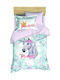 Flamingo Seturi de cearșafuri Single Bumbac Priness Unicorn Baby Roz 160x250cm 2buc