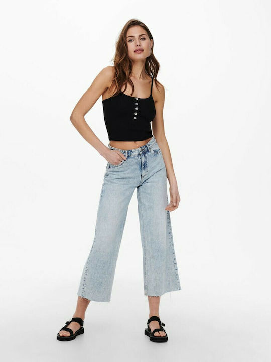 Women's Summer Crop Top Cotton with Straps Black