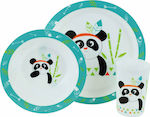 Ango Feeding Set Indian Panda made of Plastic Light Blue 3pcs for 6+ months