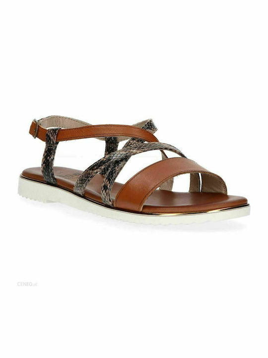 Jana Damen Flache Sandalen Anatomisch mit Riemen in Braun Farbe