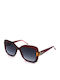 Borbonese Royal Women's Sunglasses with Burgundy Plastic Frame and Blue Gradient Lens ROYAL 05