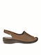 Boxer Leather Women's Flat Sandals Anatomic in Tabac Brown Color