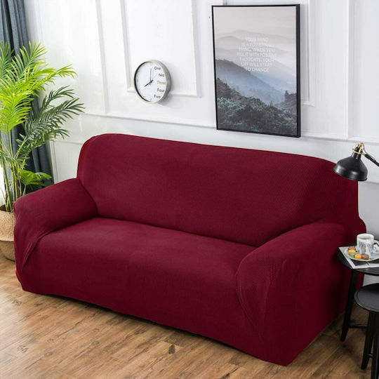 Ehome Еластичен Калъф За 3-местен диван Бургундско 170x260см 1бр EH-0242