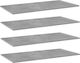 vidaXL Rectangular Bookcase Shelf made of Chipboard in Grey Colour 100x50x1.5cm 805422 4 Pieces