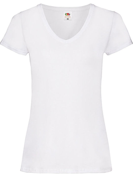 Fruit of the Loom Valueweight V Τ Γυναικείο Διαφημιστικό T-shirt Κοντομάνικο σε Λευκό Χρώμα