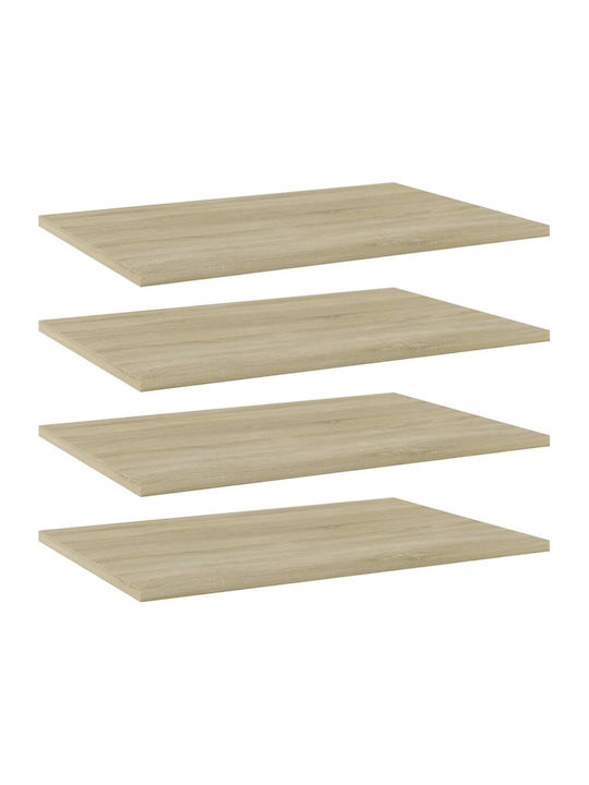 vidaXL Rectangular Chipboard Bookcase Shelf Sonoma 60x40cm 4pcs