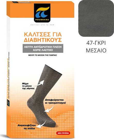 Pournara Pournara Medical Compression Socks for Diabetics Thin Antiperspirant Knit Without Elastic Knee-High Socks Gray