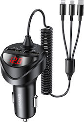 Usams Car Charger Black C22 Total Intensity 3.4A Fast Charging with Ports: 2xUSB with Cable Lightning / Micro-USB / Type-C