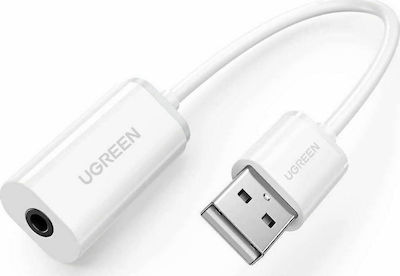 Ugreen US206 Εξωτερική USB Κάρτα Ήχου 2.0 σε Λευκό χρώμα