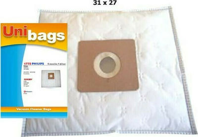 Unibags 1775 Microfiber Vacuum Cleaner Bags 5pcs Compatible with Ariete / Daewoo / Delonghi / Hoover / Juro-Pro / LG / Philips / Rohnson / Samsung / Singer / Zanussi Vacuum Cleaners