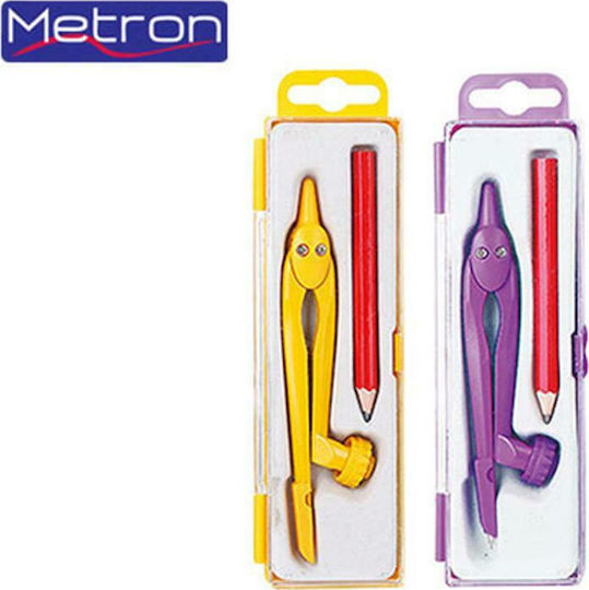Metron Metallic Compass with Pencil in Case (Μiscellaneous colours)