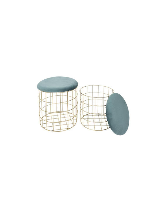 Stool For Living Room With Storage Space Upholstered with Velvet Black 2pcs 38x38x37cm